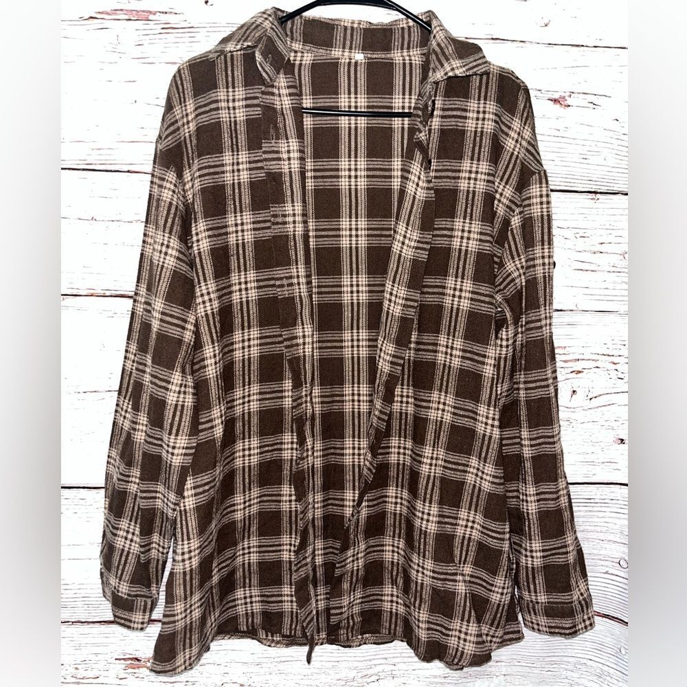 Brown Plaid Button Down Shirt